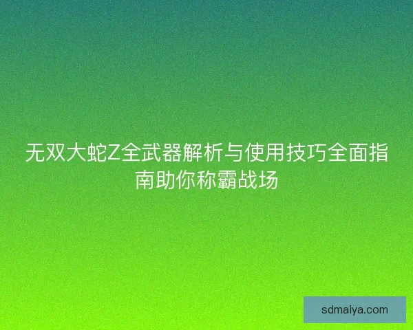 无双大蛇Z全武器解析与使用技巧全面指南助你称霸战场